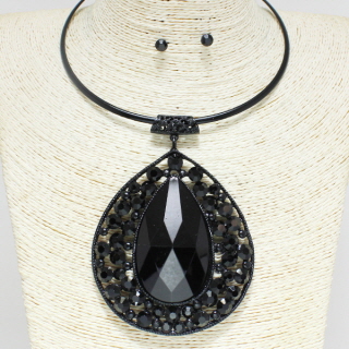 77315_Black, rhinestone choker necklace