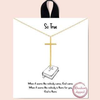 77736_Gold, &quotso true" cross necklace/ 18k gold dipped