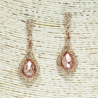 83894_Rose Gold/Peach, crystal rhinestone earring