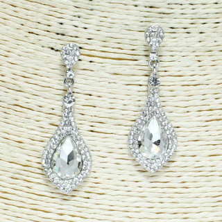 83894_Silver/Clear, crystal rhinestone earring