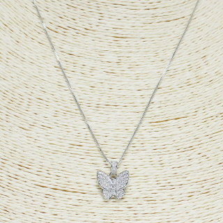 84251_Silver/Clear -3C, pave cubic zirconia butterfly necklace