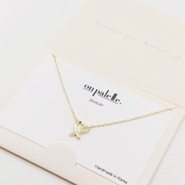 87718_Gold/Clear, dainty half pave heart pendant necklace