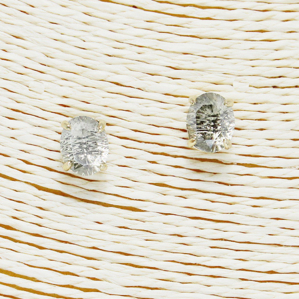 85987_Grey, oval stone stud earring
