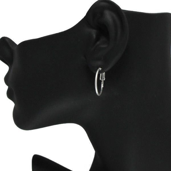 86835_Worn Silver, 20mm* thin round hoop earring 