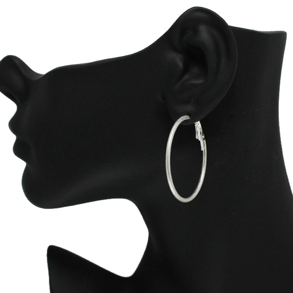 86855_Worn Silver, 40mm* round hoop earring 
