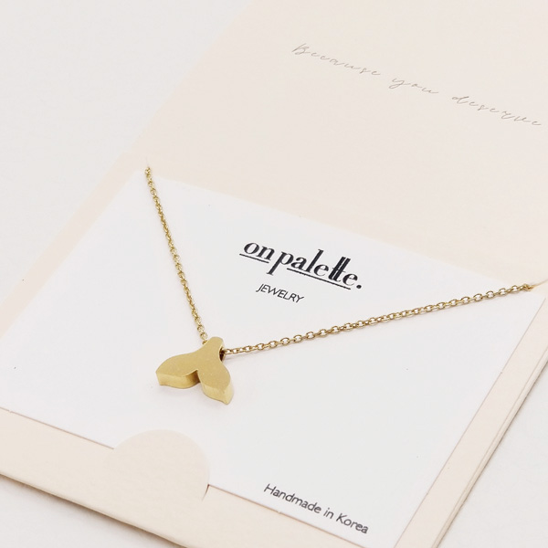 87268_Gold, dainty whale tail pendant necklace