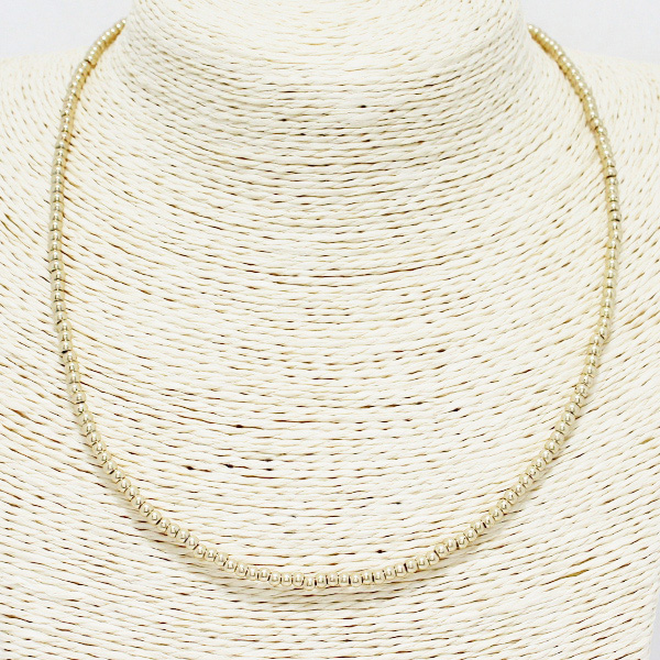 88690_Worn Gold, dainty ball beaded necklace 