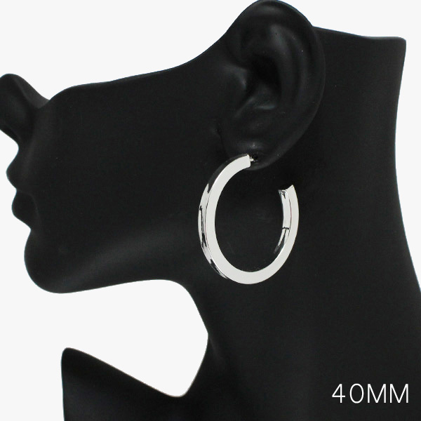 88831_Silver, 40mm thick round hoop earring 