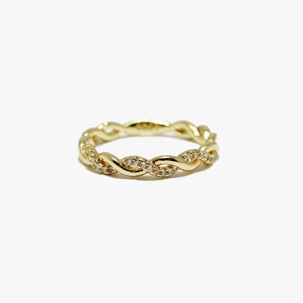 88897_Gold/Clear, pave twisted ONE SIZE RING