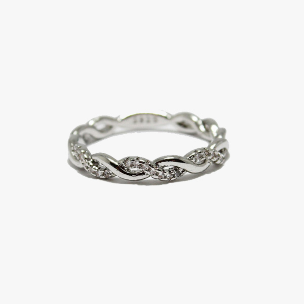 88897_Silver/Clear, pave twisted ONE SIZE RING