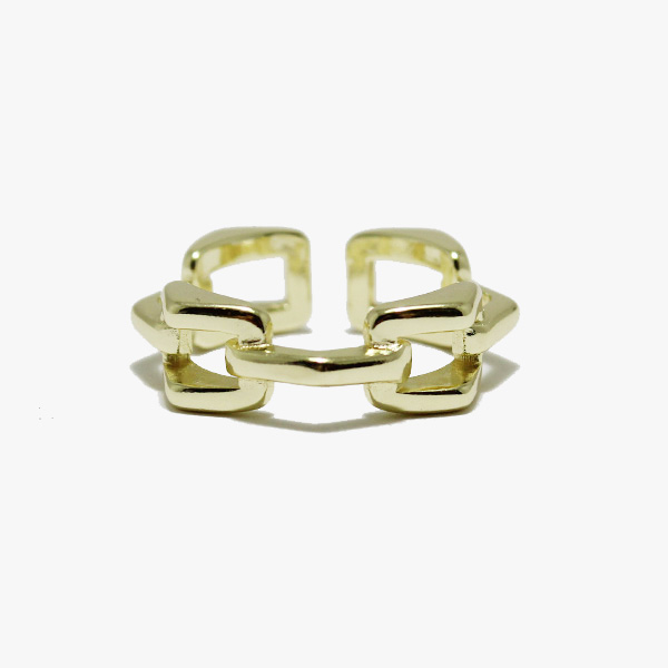 88905_Gold, rectangle chain link ONE SIZE ADJUSTABLE RING 