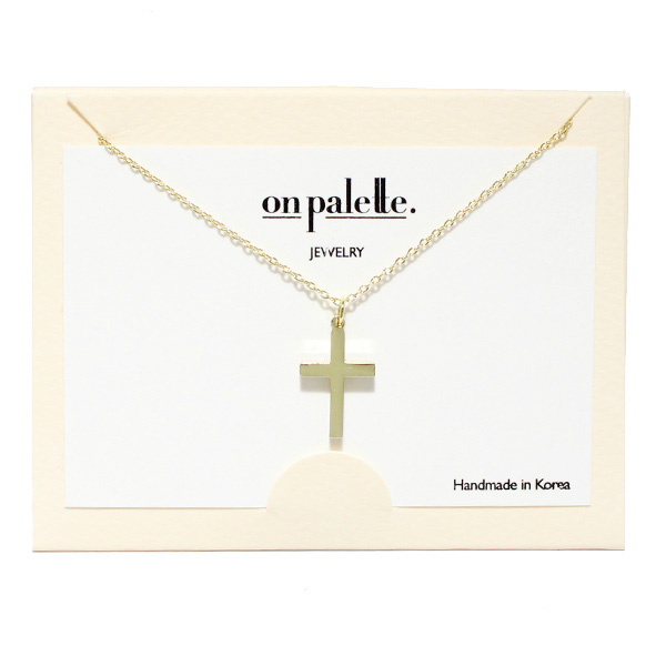 90215_Gold, simple cross pendant necklace, religious 