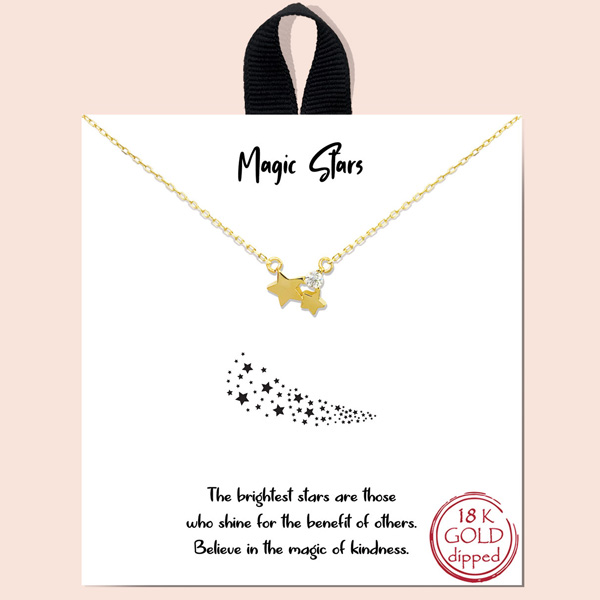77740_Gold, &quotmagic stars" necklace/ 18k gold dipped