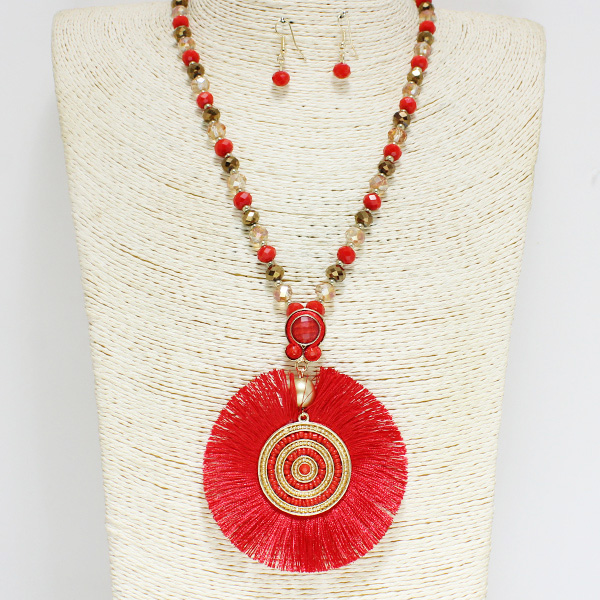 78773_Red, fashion tassel beaded necklace