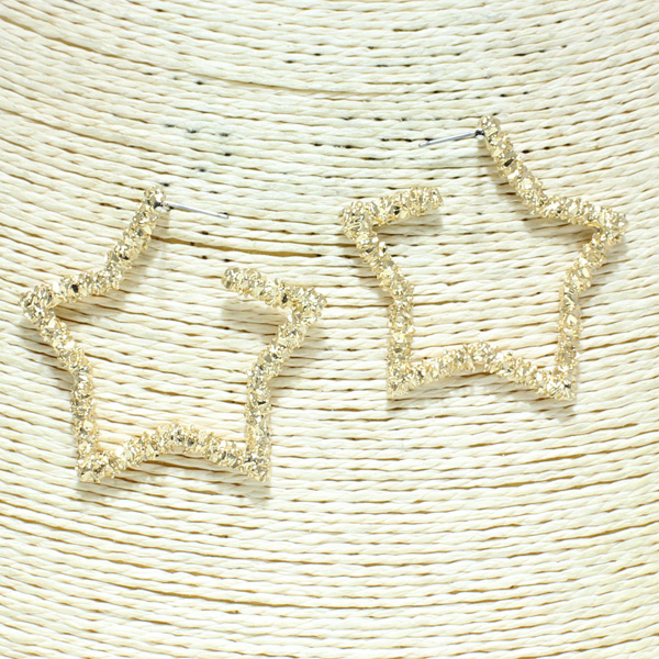 80019_Gold, star mesh hoop earring