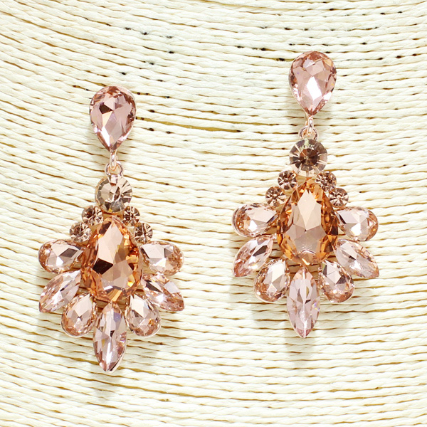 80771_Rose Gold/Peach, rhinestone earring