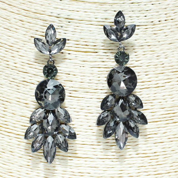 80772_Hematite/Black diamond, rhinestone earring