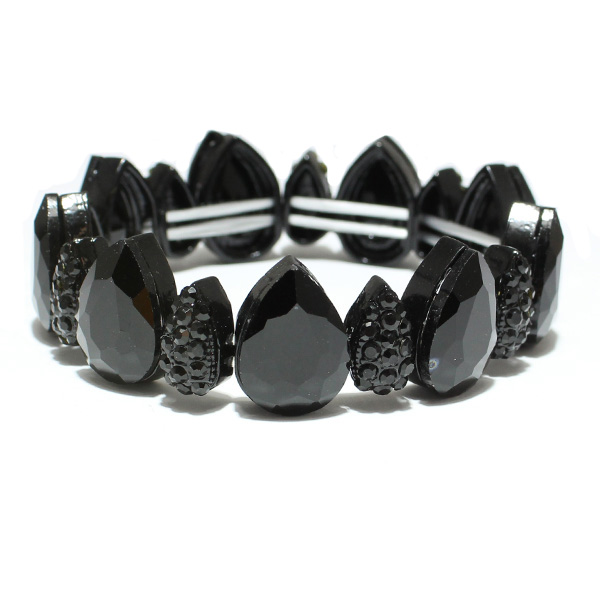 81180_Black, rhinestone stretch bracelet