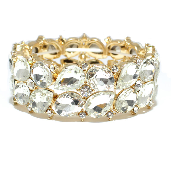 81181_Gold/Clear, rhinestone stretch bracelet