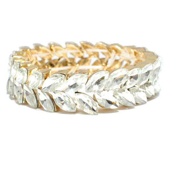 81184_Gold/Clear, rhinestone stretch bracelet