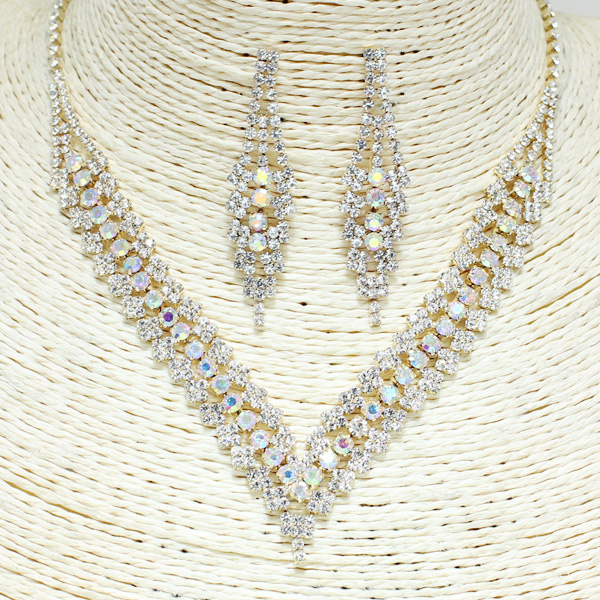 81186_Gold/AB, rhinestone necklace