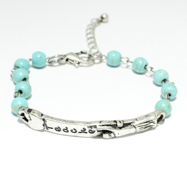 81405_Silver Burnished/Turquoise, &quotteacher" bracelet
