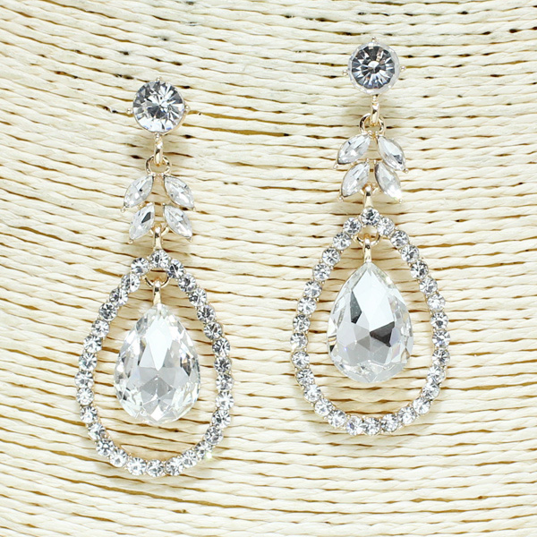 82281_Gold/Clear #2CL, crystal rhinestone earring