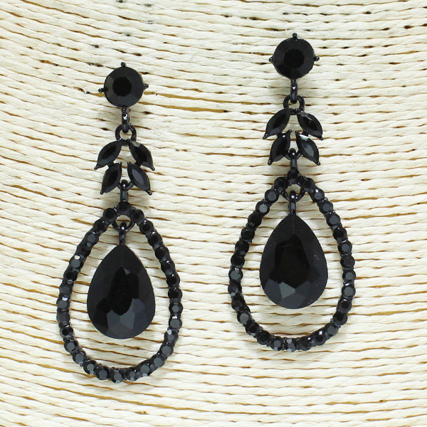 82281_Black #16JT, crystal rhinestone earring
