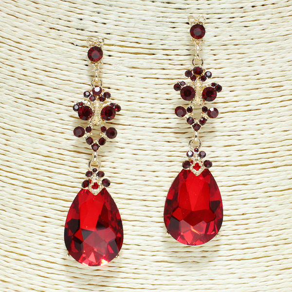 82282_Gold/Red #2RD, crystal rhinestone earring