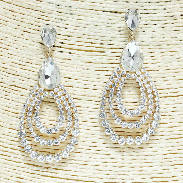82475_Gold/Clear, crystal rhinestone earring
