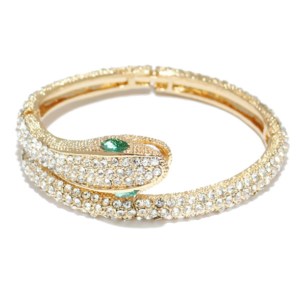 84468_Gold, snake crystal rhinestone bracelet