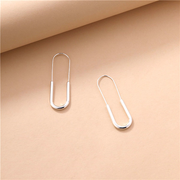 84502_Silver, safety pin earring