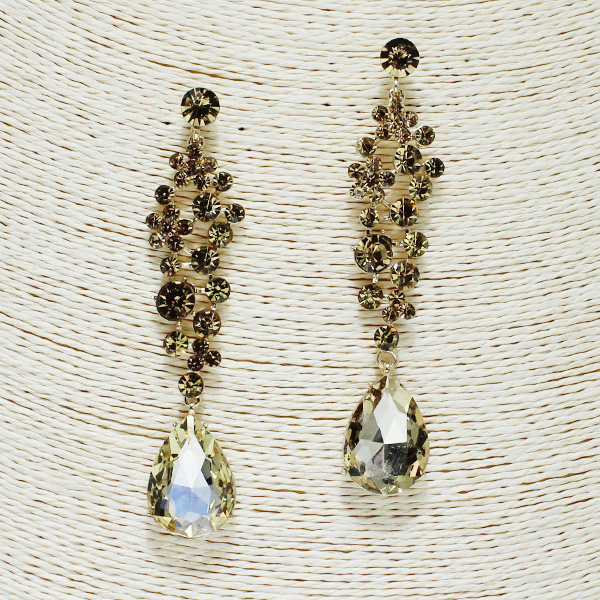 84989_Gold/Topaz, crystal rhinestone earring