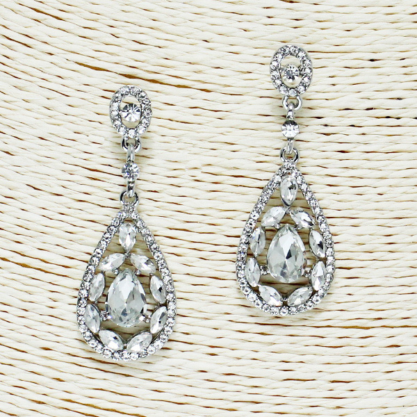 84996_Silver/Clear, crystal rhinestone earring