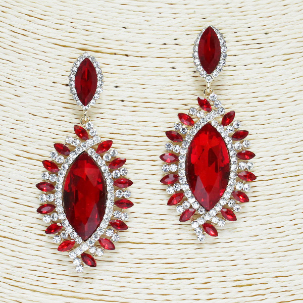 85498_Gold/Red, crystal rhinestone earring