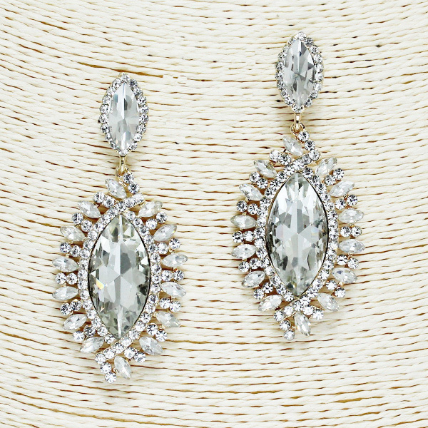 85498_Gold/Clear, crystal rhinestone earring