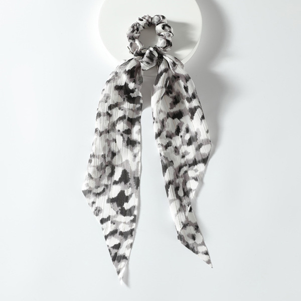 85911_Black, animal print ponytail hair scarf
