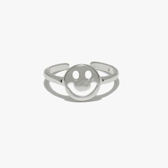 88996_Silver, smile happy face ONE SIZE RING