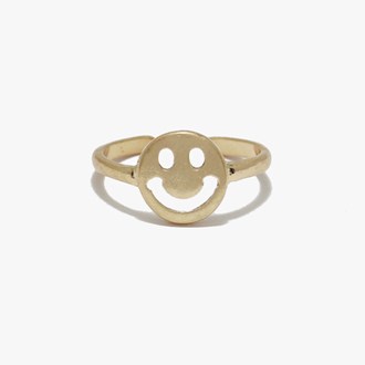 88996_Worn Gold, smile happy face ONE SIZE RING