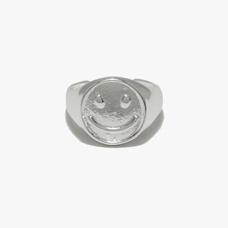 88997_Worn Silver, smile happy face ONE SIZE RING