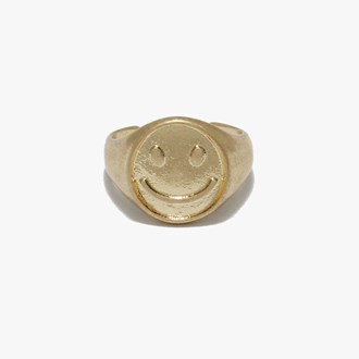 88997_Worn Gold, smile happy face ONE SIZE RING