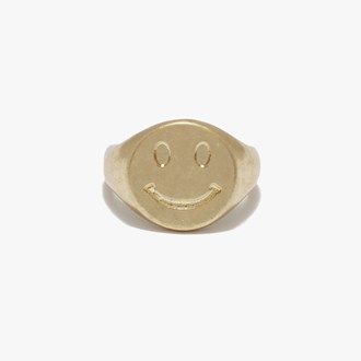 88998_Worn Gold, smile happy face ONE SIZE RING