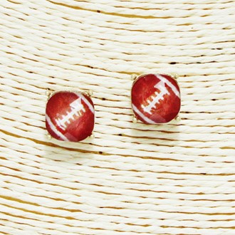 90688_Football bubble glass stud earring, sports, game day