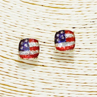 90688_American flag bubble glass stud earring, 4th july, independence day