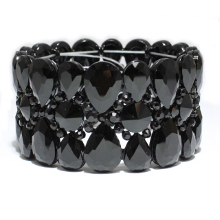 79066_Black, rhinestone stretch bracelet