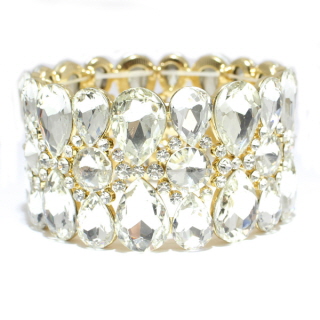 79066_Gold/Clear, rhinestone stretch bracelet