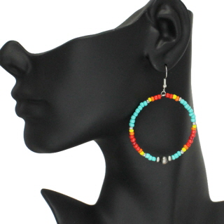 85733_Turquoise Multi -SBTQS, round seed bead earring